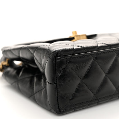 Chanel Shiny Aged Calfskin Quilted Nano Kelly Shopper Black 8 of 10
