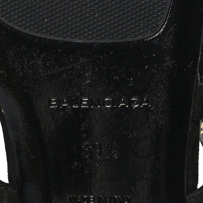 Balenciaga Velvet Silver Hardware Flat Cage Sandals 39.5 Black 6 of 9