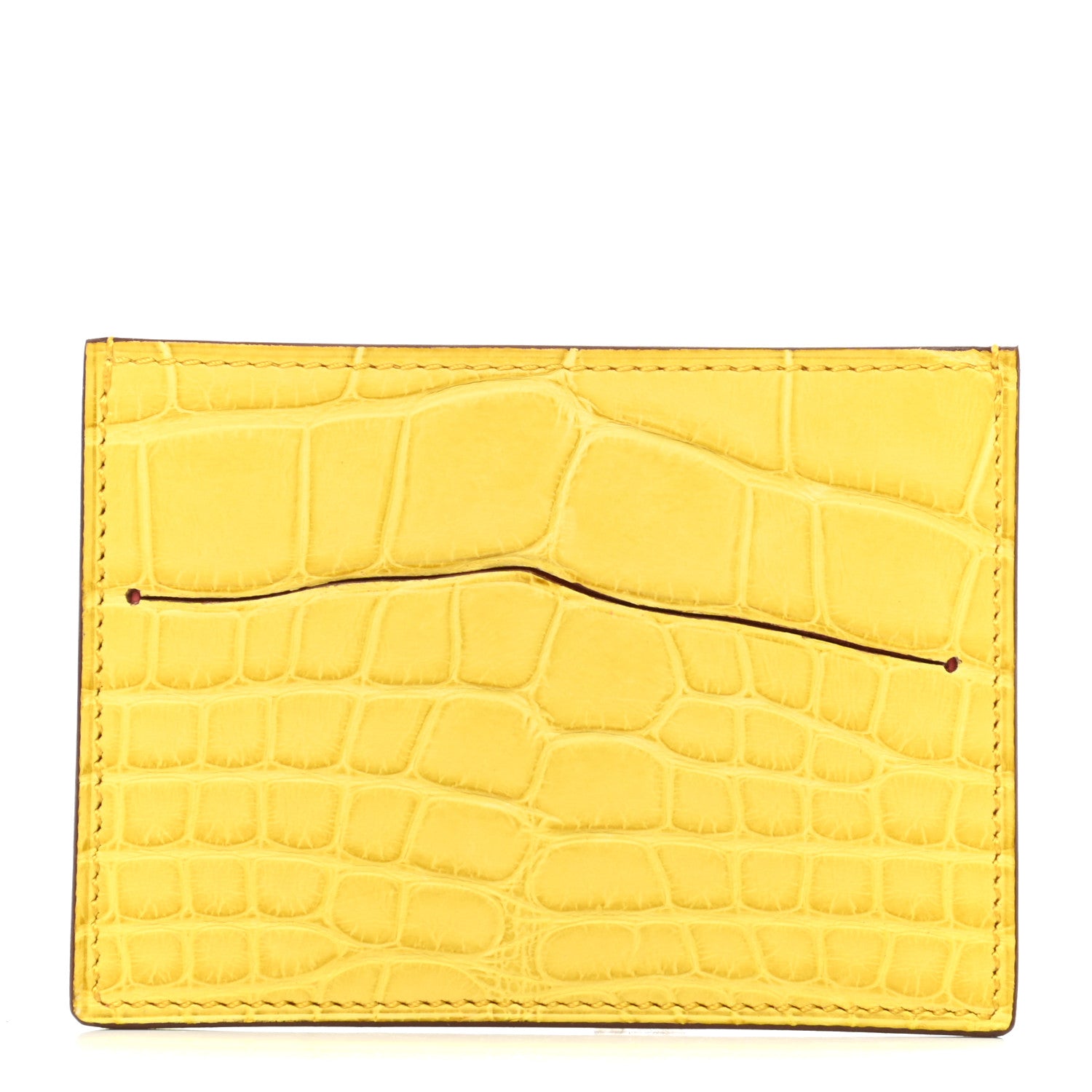 Hermes Matte Alligator Petit H Card Case Mimosa Rose Lipstick 1 of 7