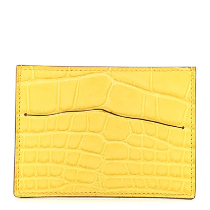 Hermes Matte Alligator Petit H Card Case Mimosa Rose Lipstick 1 of 7