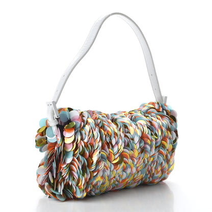 Fendi Sequin Maxi Paillettes Cuoio Lucido Baguette Multicolor White 3 of 9
