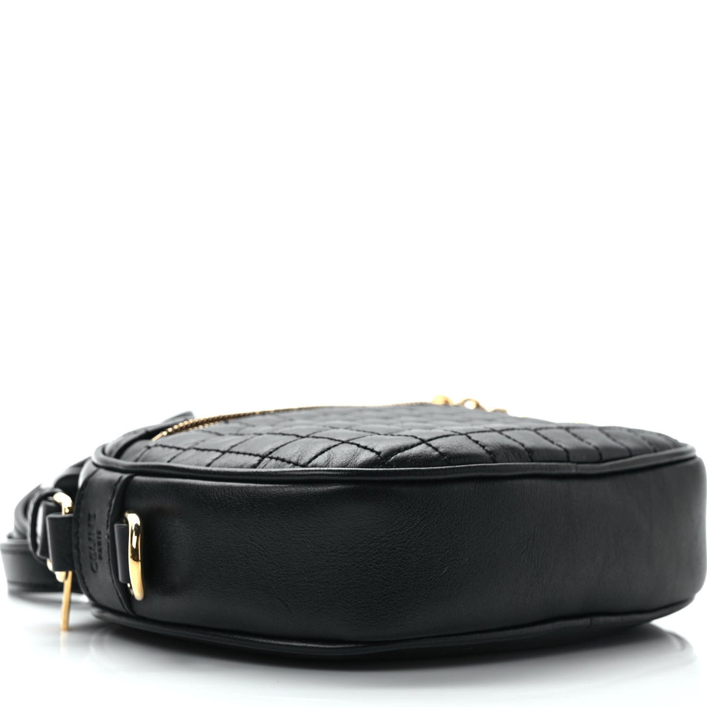 Calfskin Quilted Small C Charm Bag Black