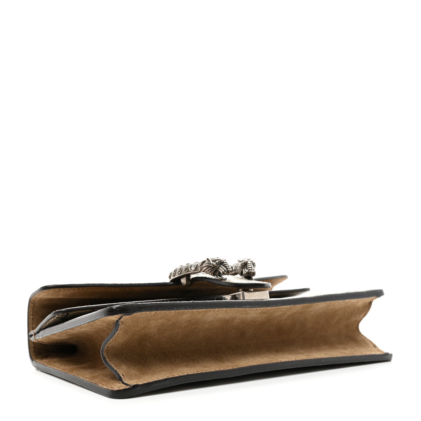 GG Supreme Monogram Suede Crystal Small Dionysus Shoulder Bag Beige Ebony Taupe