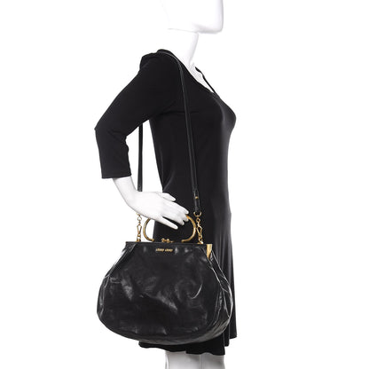 Miu Miu Goatskin Frame Shoulder Bag Black 2 of 9