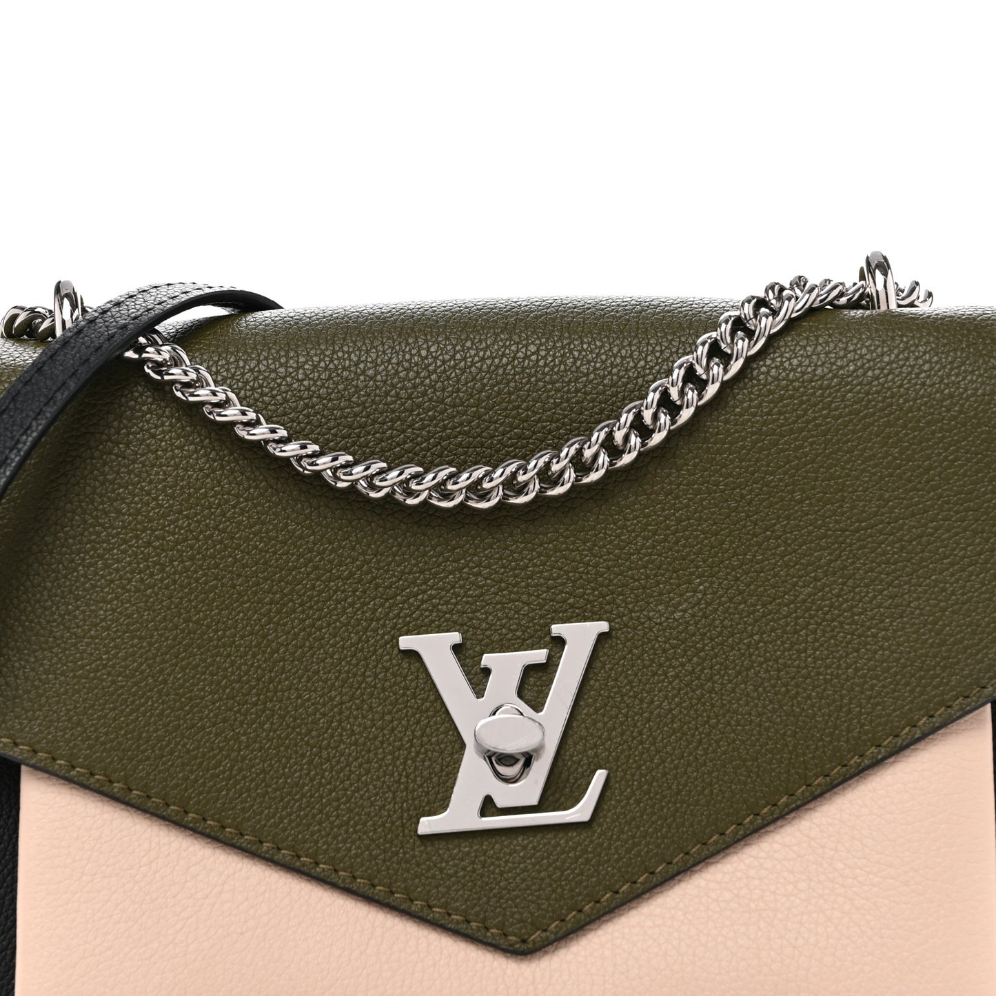 Soft Calfskin Mylockme Chain Bag BB Smokey Brown Green