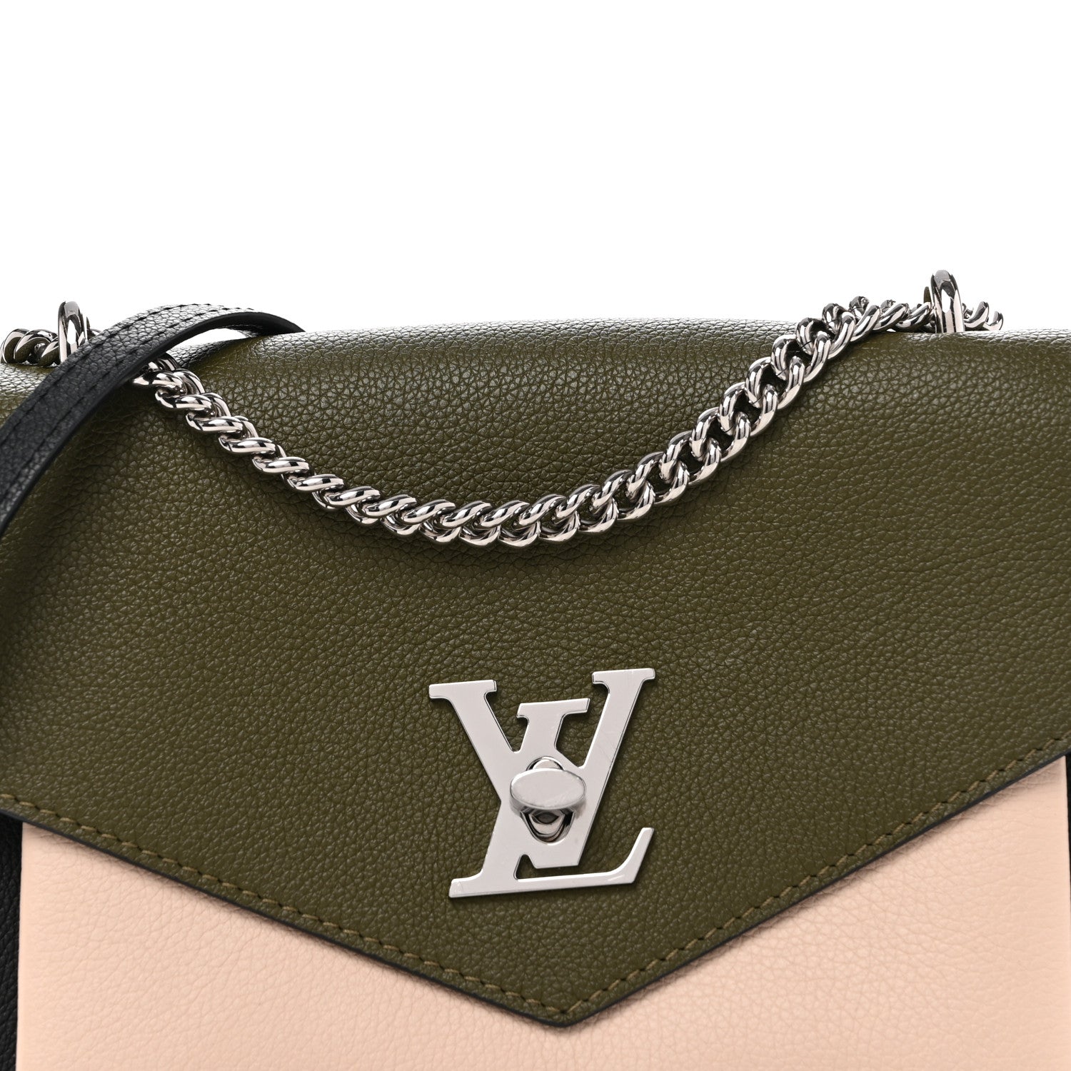 Louis Vuitton Soft Calfskin Mylockme Chain Bag BB Smokey Brown Green 8 of 10