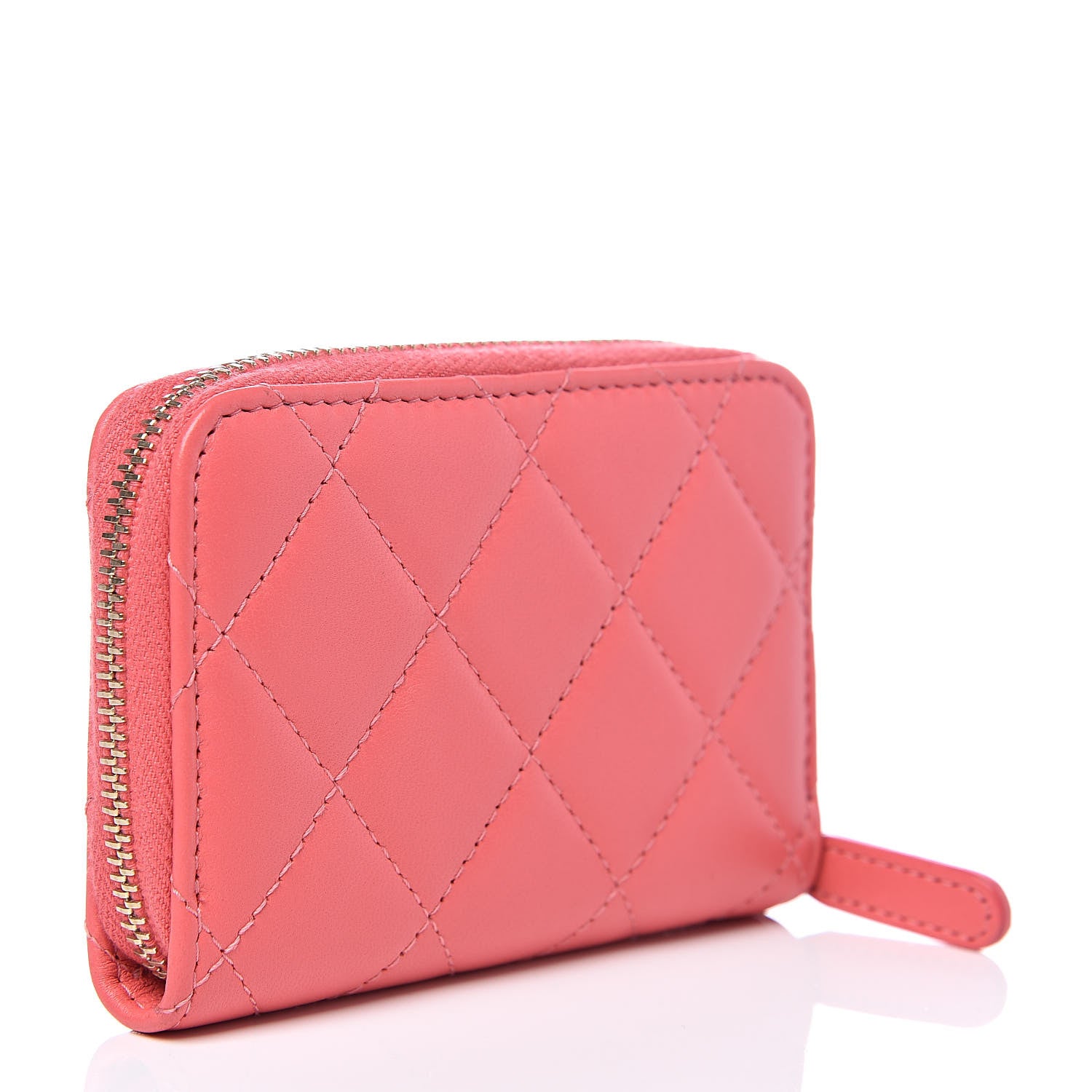 Chanel Lambskin Quilted Camellia Zip Coin Purse Pink 3 of 7