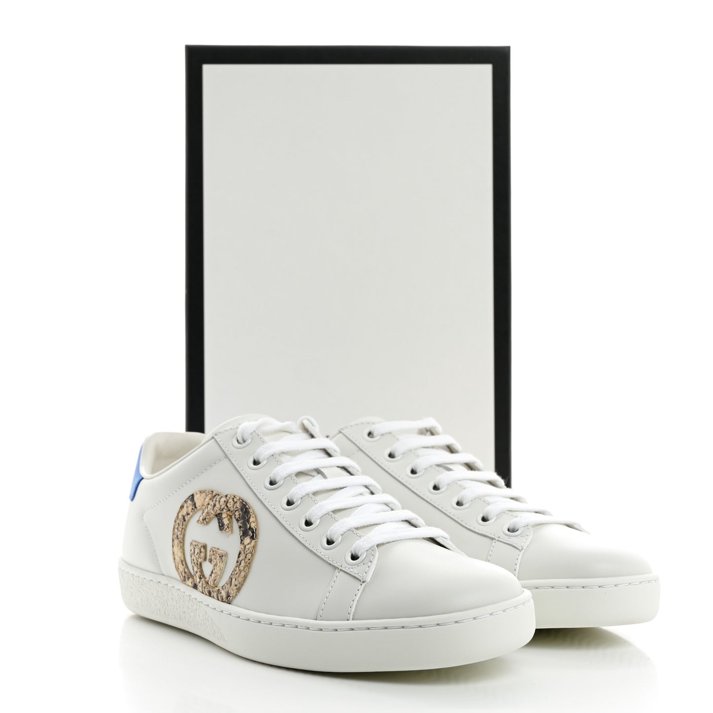 Calfskin Miro Soft Snakeskin Womens Ace Sneakers 36.5 White