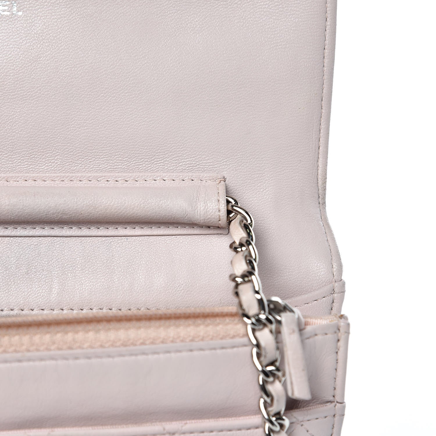 Chanel Lambskin Quilted Wallet On Chain WOC Rose Pale 9 of 17