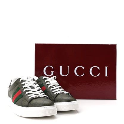 Gucci GG Supreme Monogram Web Mens New Ace Sneakers 9 Green 10 of 10