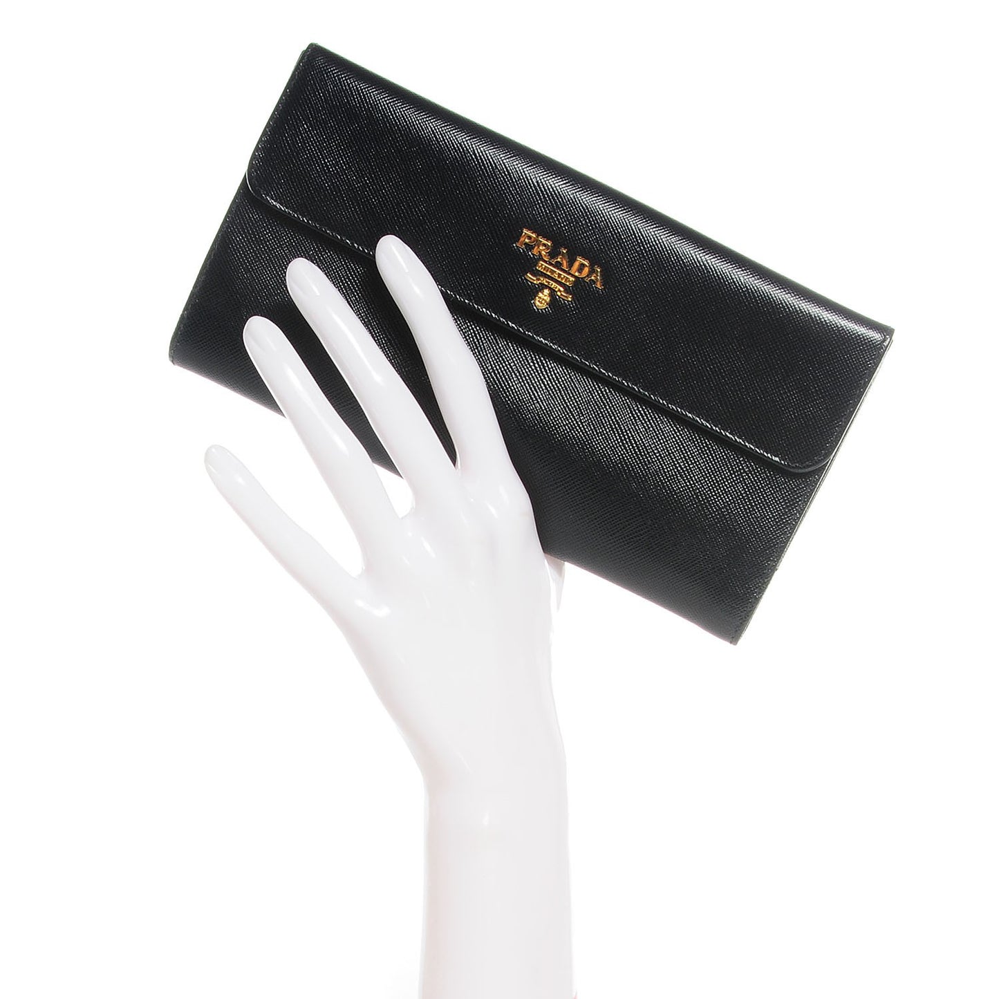 Saffiano Metal Continental Flap Wallet Nero Black