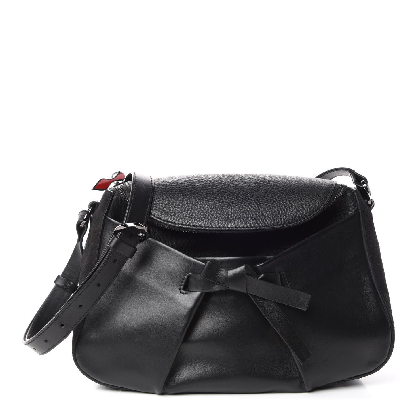 Calfskin Suede Salina Messenger Bag Black