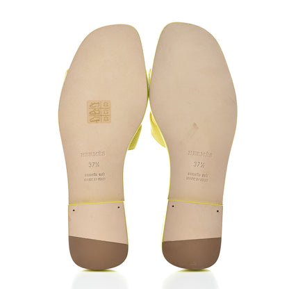 Hermes Epsom Oran Sandals 37.5 Jaune Pollen 5 of 8