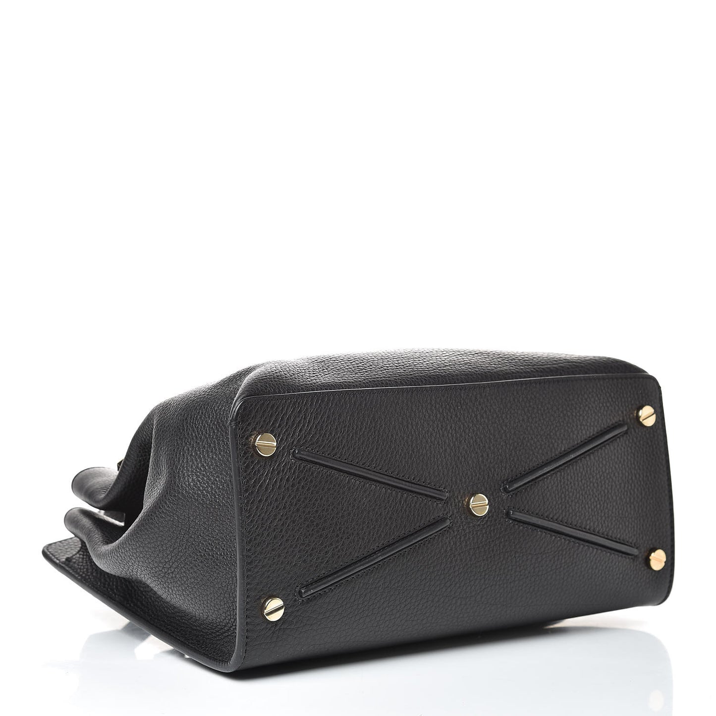 Pebbled Calfskin Large JoyLock Satchel Black