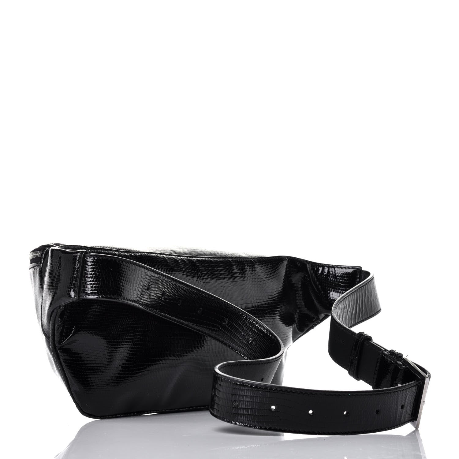 Saint Laurent Lizard Embossed Calfskin Belt Bag Black 2 of 8