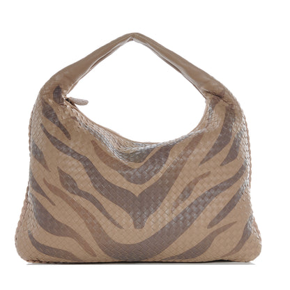 Bottega Veneta Nappa Snakeskin Intrecciato Maxi Veneta Tiger Print Hobo Maple 1 of 8