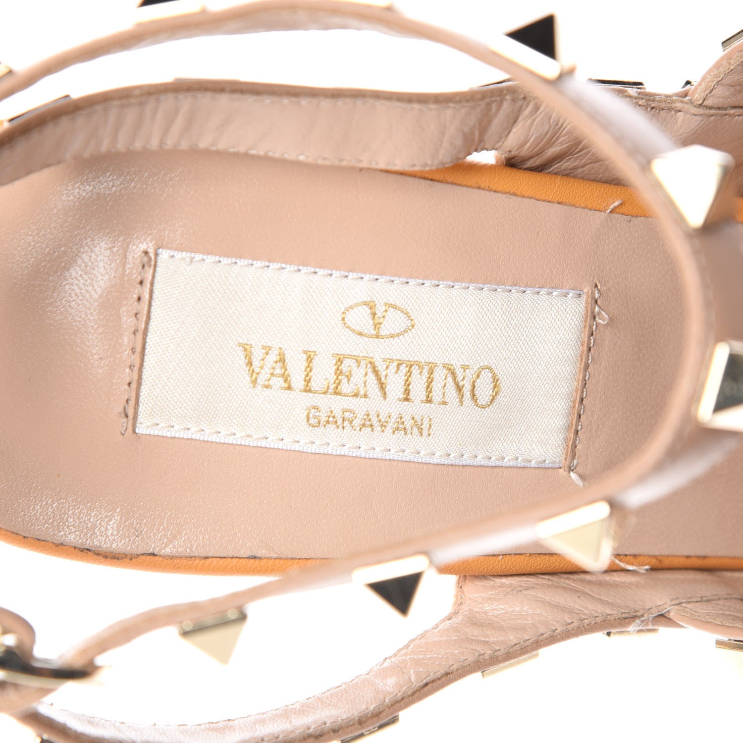 Valentino Garavani Nappa Crystal Native Couture 1975 Rockstud Ankle Strap Pumps 37 Mandarin Sorbet 9 of 13