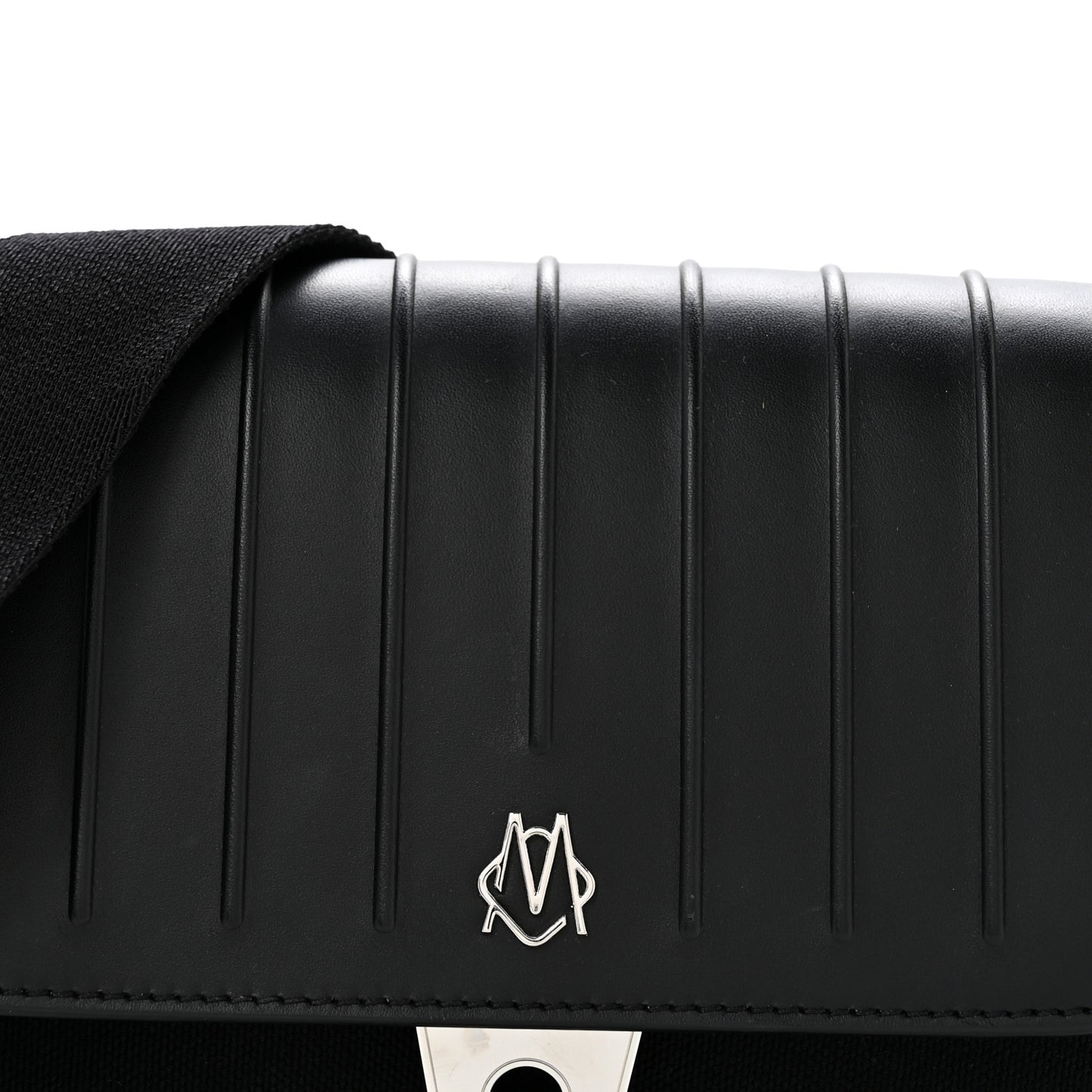 Calfskin Canvas Never Still Crossbody Flap Bag Black