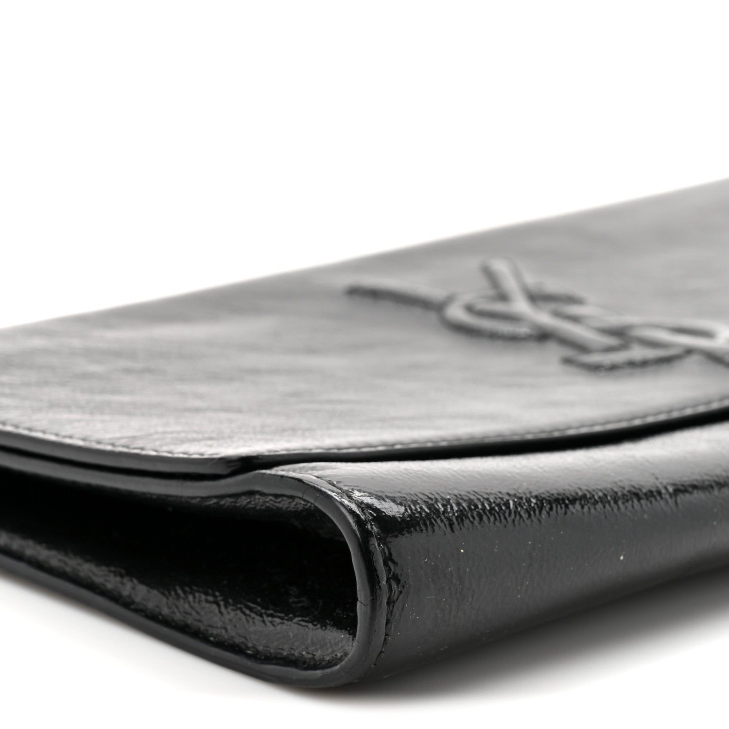 Saint Laurent Textured Patent Monogram Large Belle De Jour Clutch Black 8 of 10