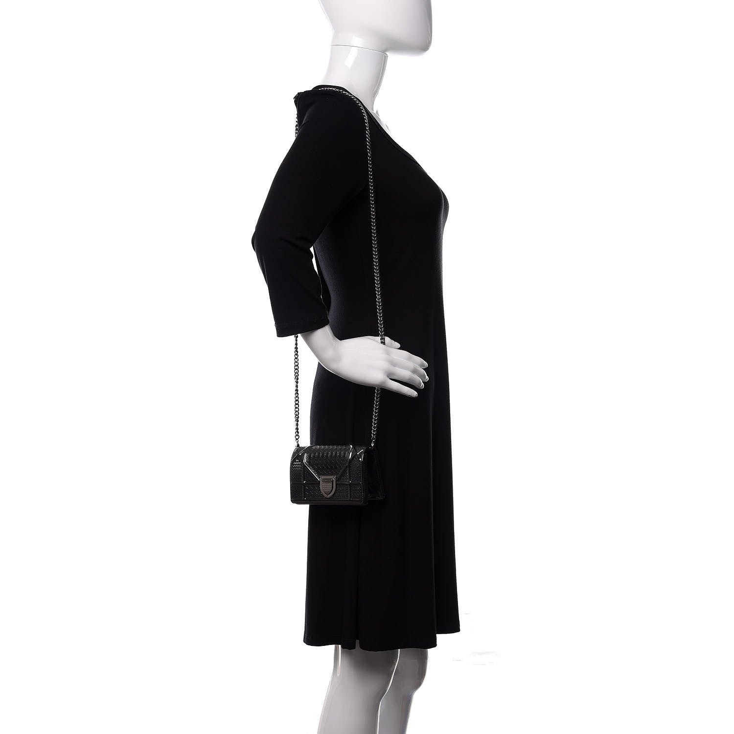 Christian Dior Metallic Patent Micro-Cannage Baby Diorama Flap Bag Onyx Black 2 of 9