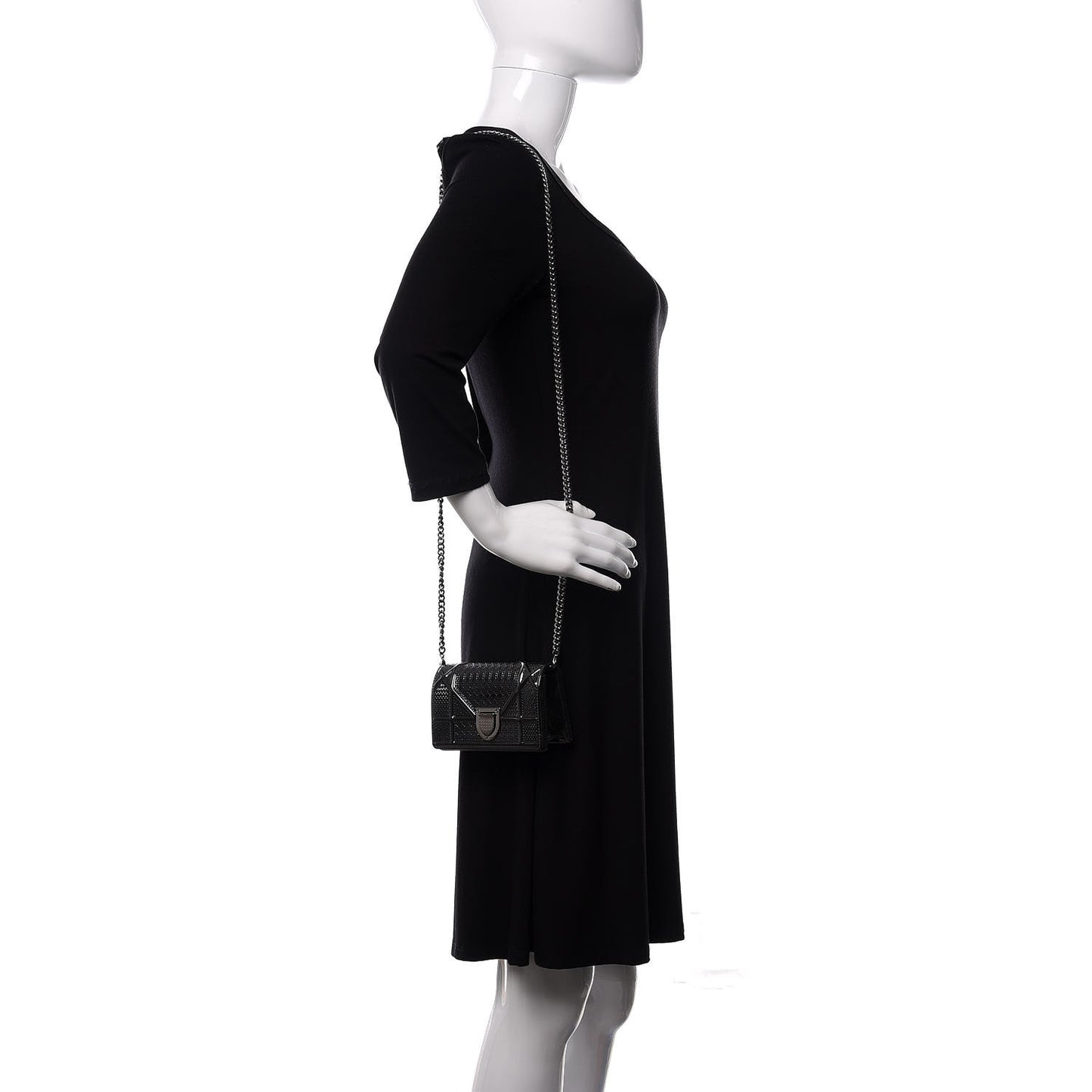 Metallic Patent Micro-Cannage Baby Diorama Flap Bag Onyx Black