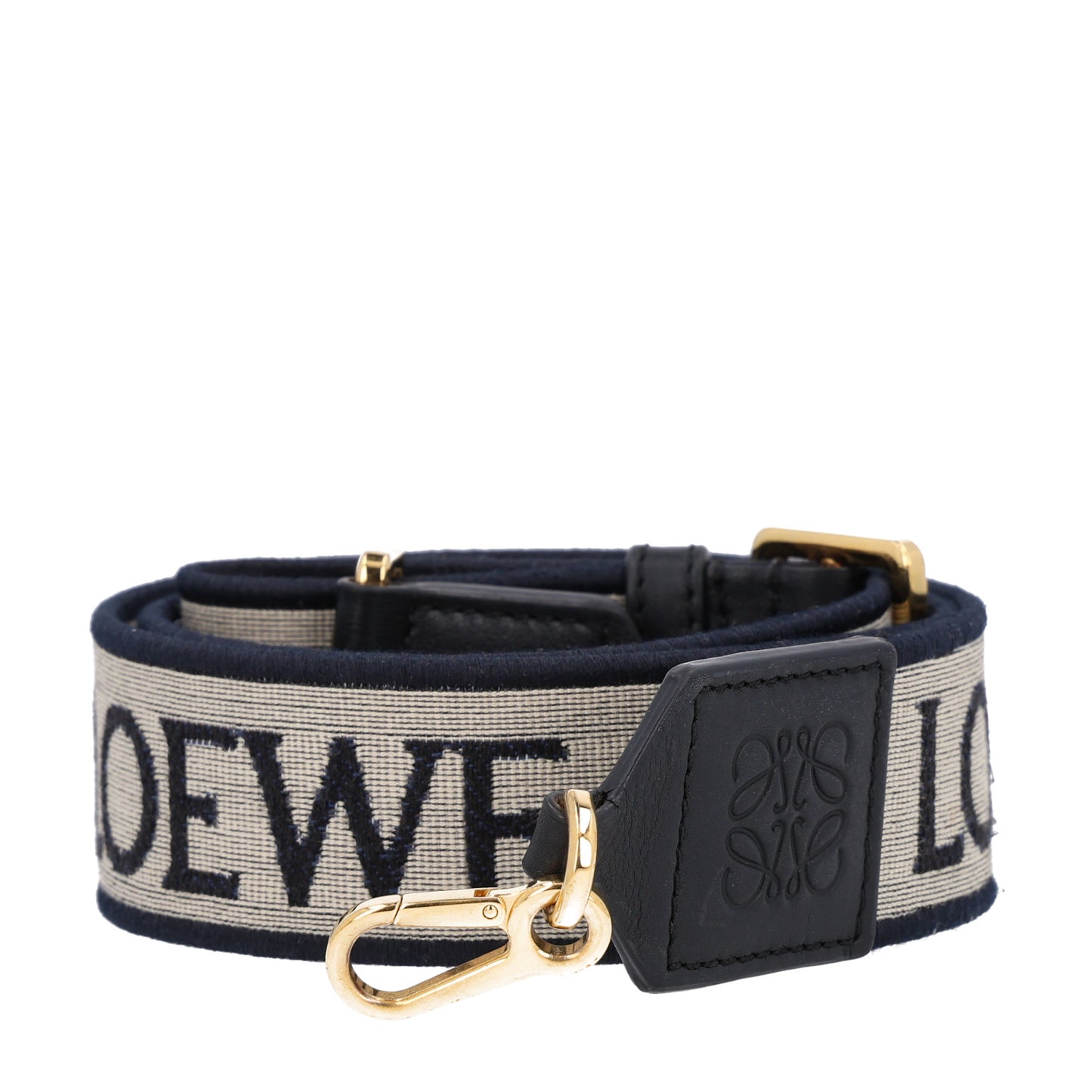 Calfskin Jacquard Anagram Strap Navy Black