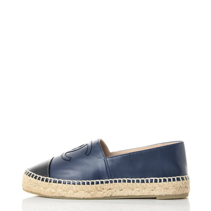 Chanel Lambskin CC Espadrilles 36 Navy Black 1 of 11