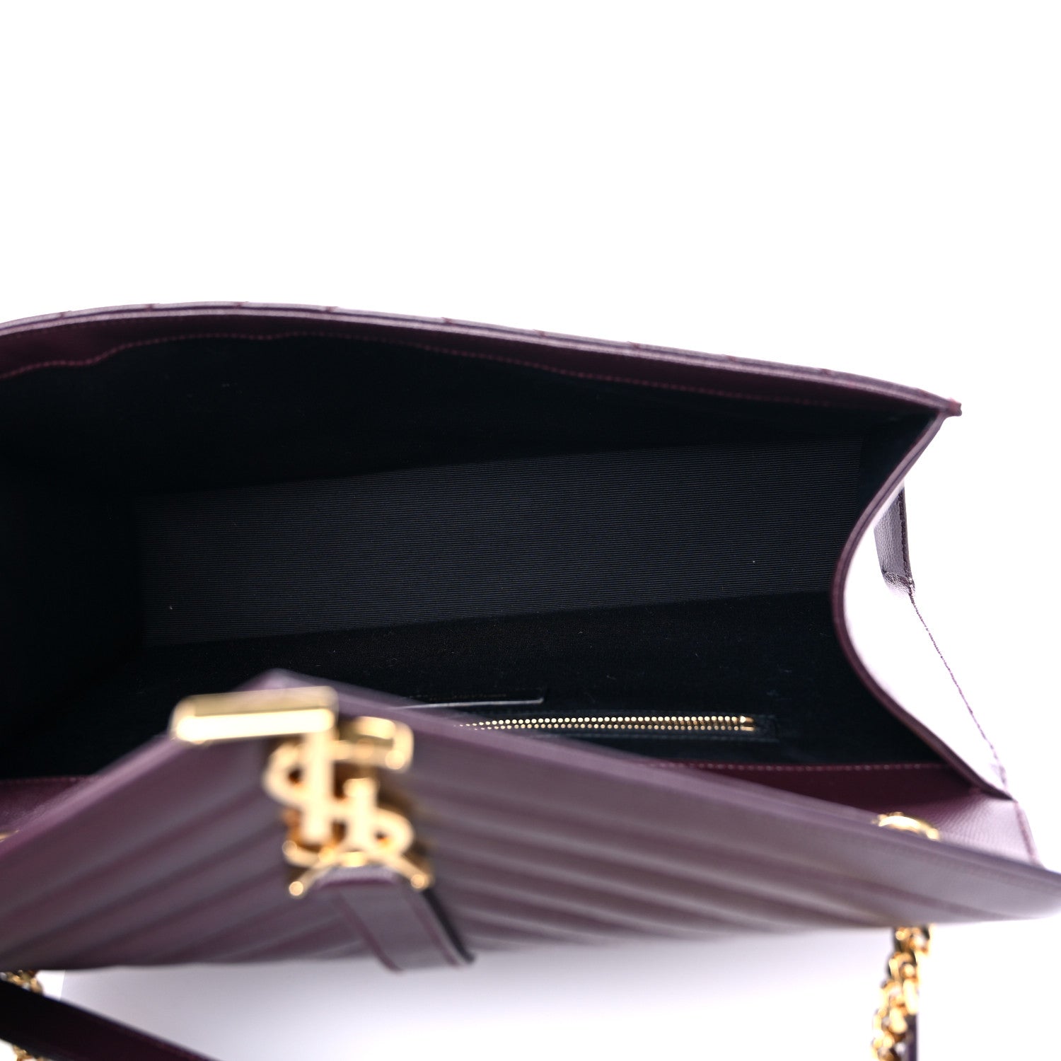 Saint Laurent Grain De Poudre Matelasse Chevron Large Monogram Satchel Rouge Legion 5 of 10