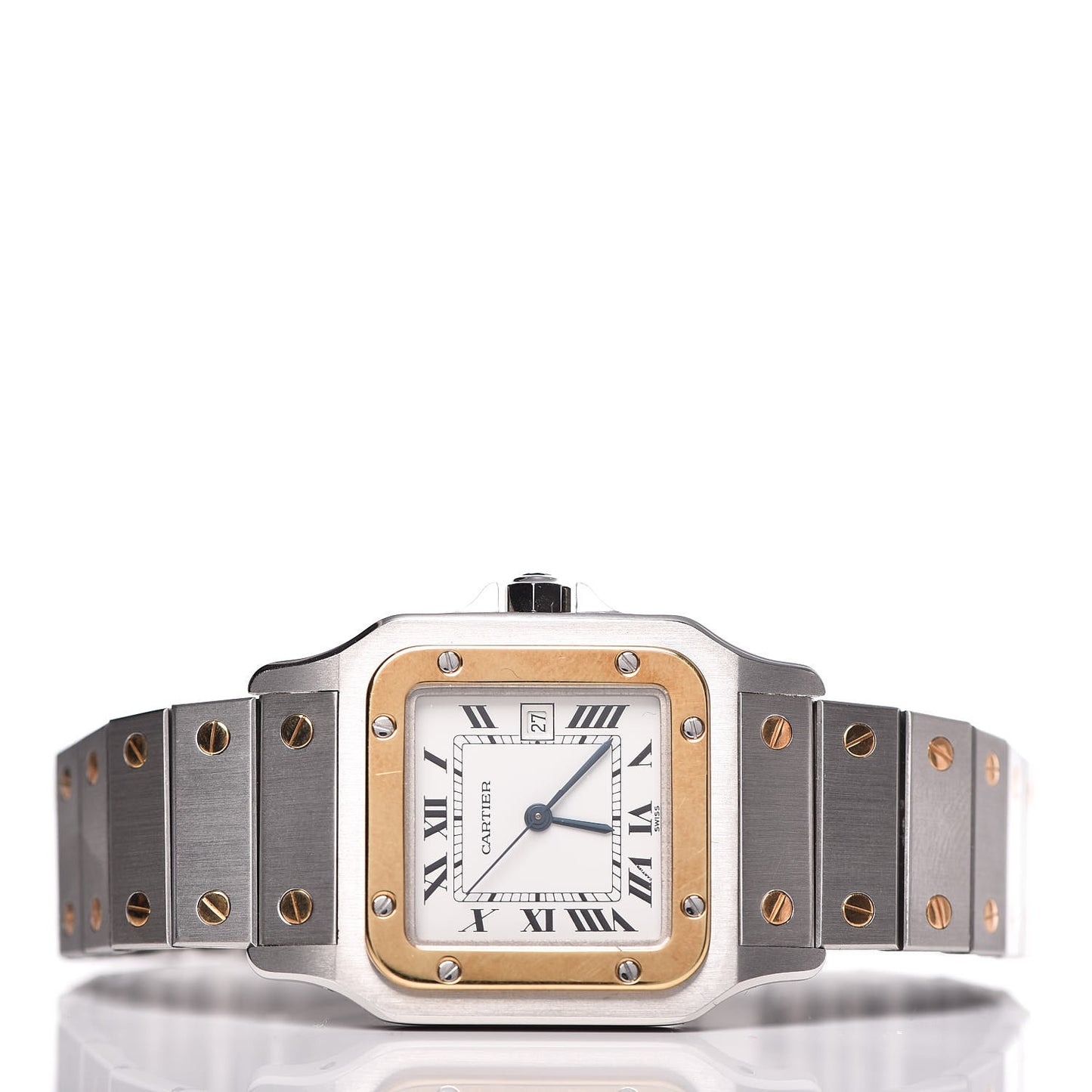 Stainless Steel 18K Yellow Gold 29mm Santos De Galbee Automatic Watch