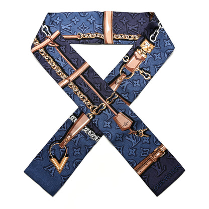 Louis Vuitton Silk Denimgram Confidential Bandeau Denim Blue 1 of 4