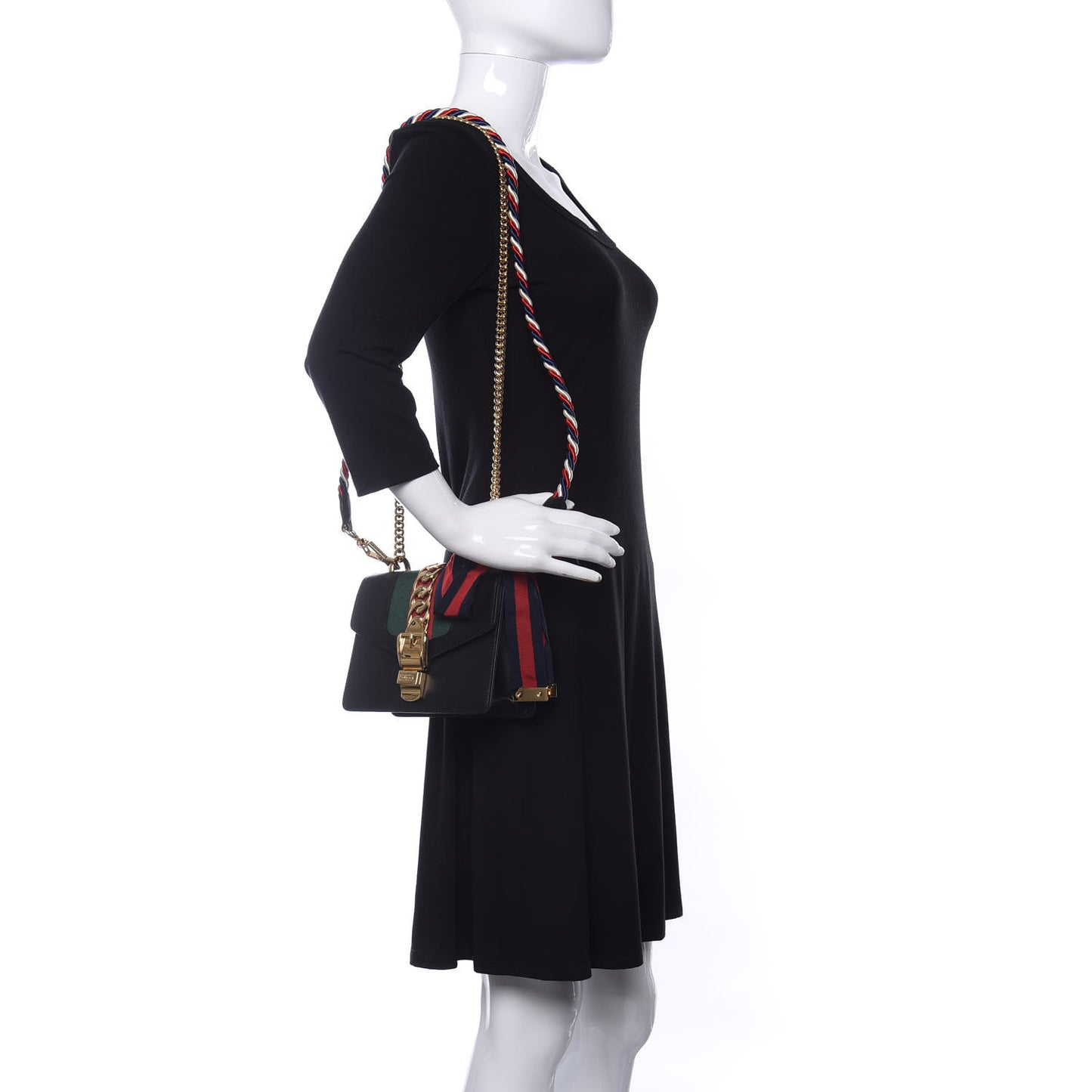 Calfskin Mini Sylvie Chain Shoulder Bag Black