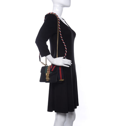 Gucci Calfskin Mini Sylvie Chain Shoulder Bag Black 2 of 11