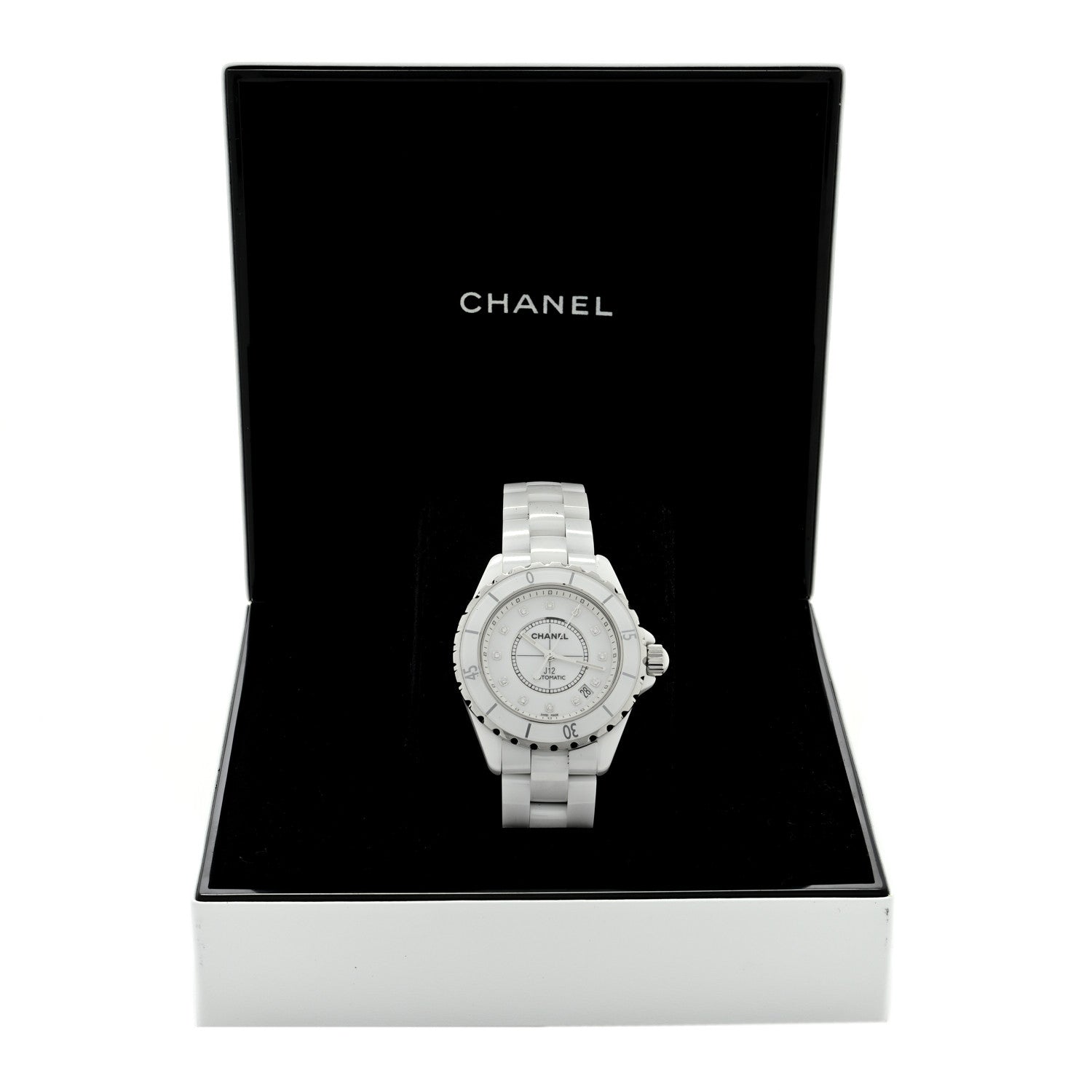 Chanel Stainless Steel Ceramic Diamond 38mm J12 Automatic Watch White 5 of 5