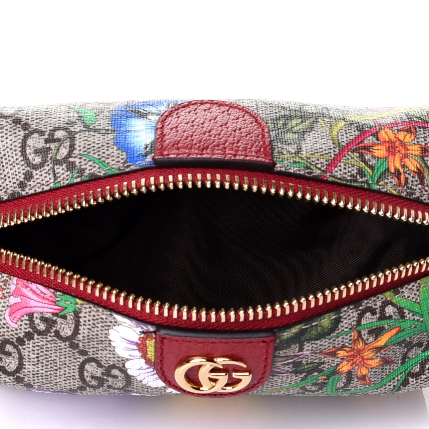 Soft GG Supreme Monogram Flora Calfskin Small Ophidia Cosmetic Case Beige Ebony Multicolor Rosso
