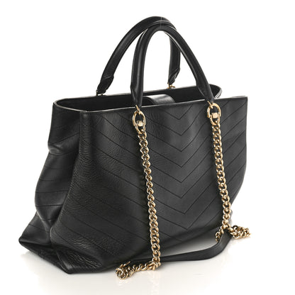 Chanel Calfskin Chevron Quilted Large Shopping Tote Black 3 of 15