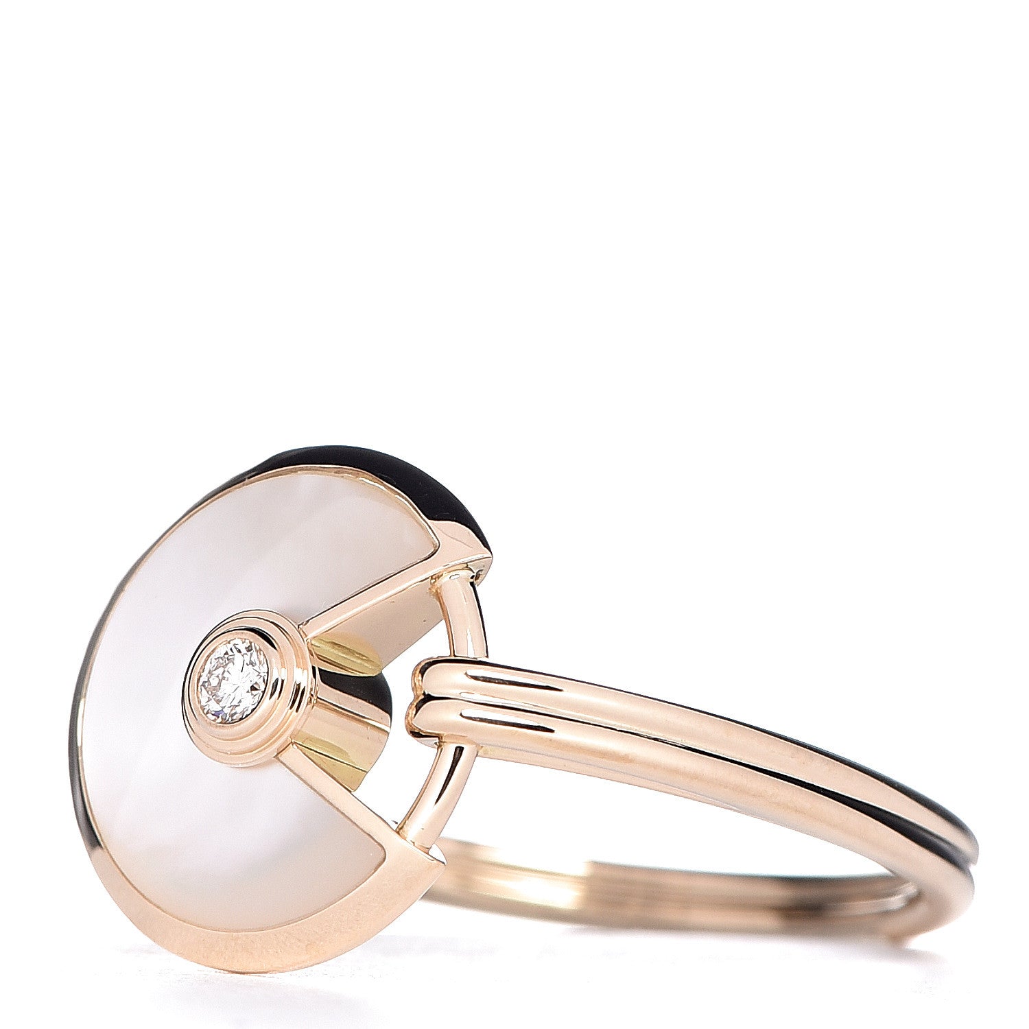 Cartier 18K Yellow Gold Diamond Mother of Pearl Amulette de Ring 54 6.75 3 of 7