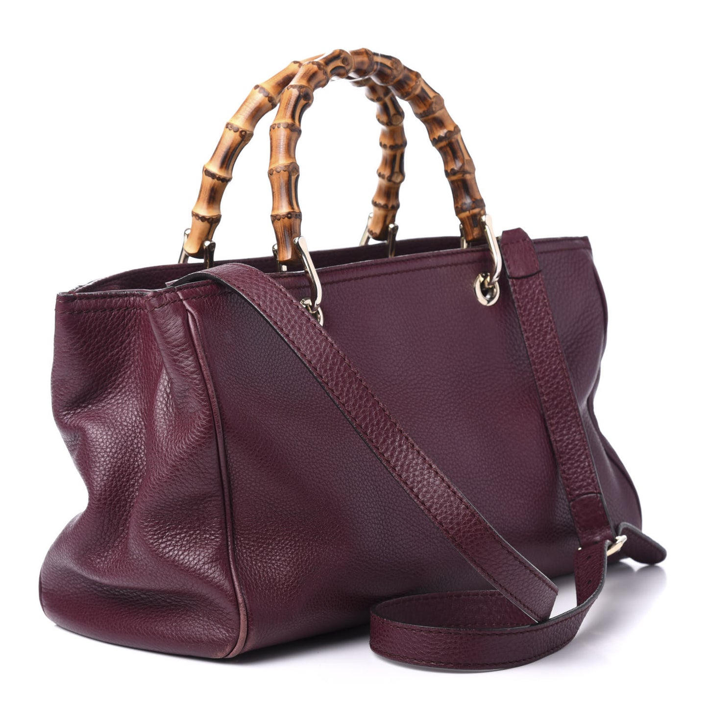 Pebbled Calfskin Medium Bamboo Shopper Tote Burgundy