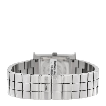 Hermes Stainless Steel Diamond Bezel Mother of Pearl 21mm Heure H Hour Quartz Watch 3 of 5