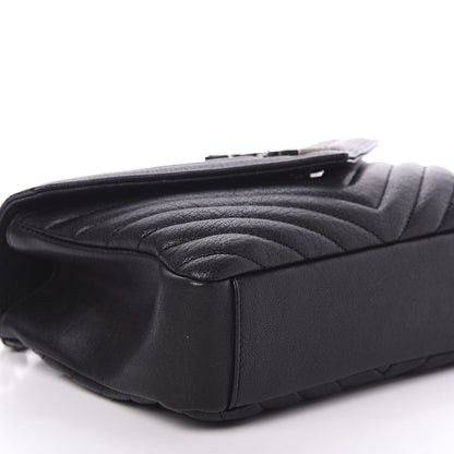 Saint Laurent Sheepskin Matelasse Chevron Monogram Medium College Bag Black 6 of 9