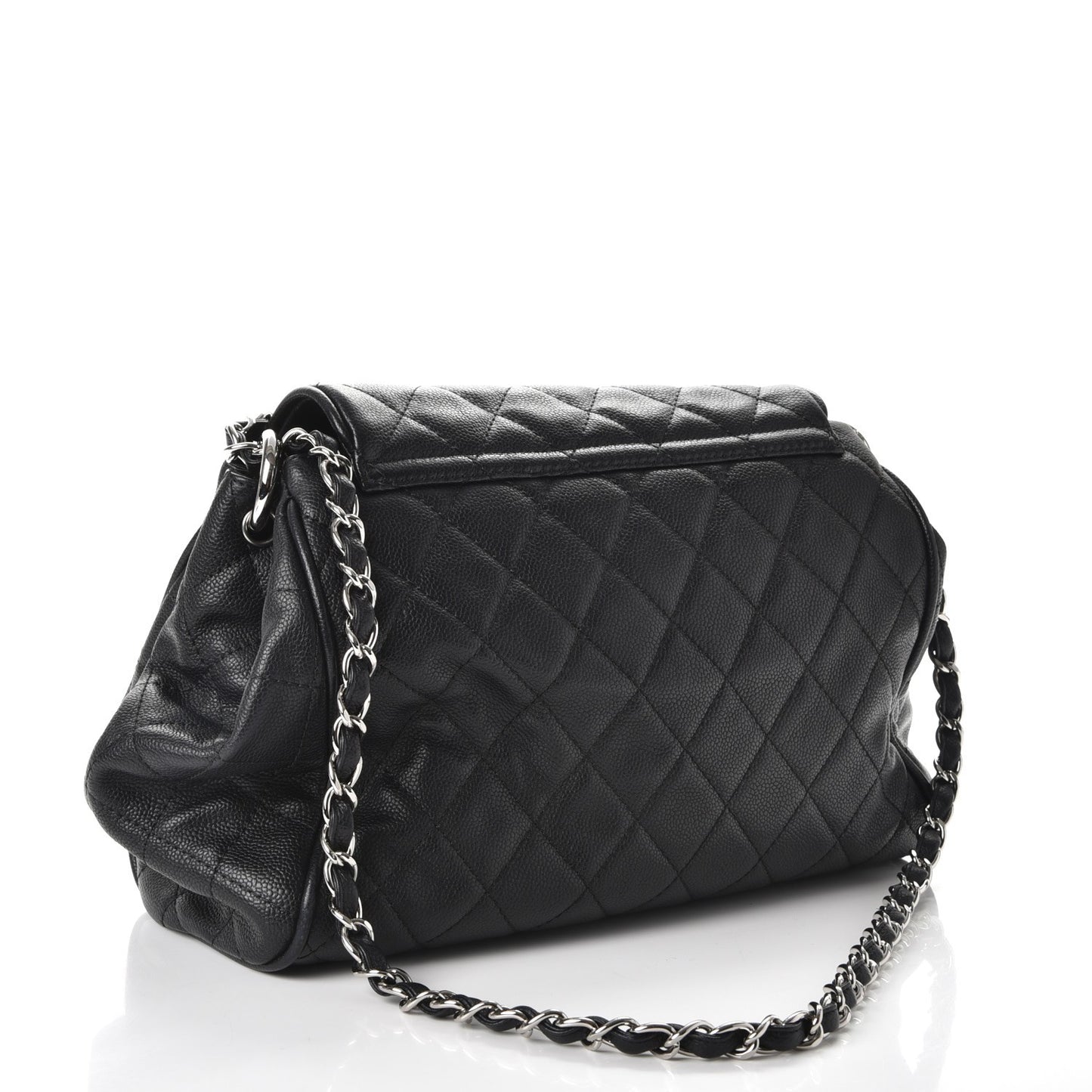 Caviar Quilted Timeless Accordion Flap Black