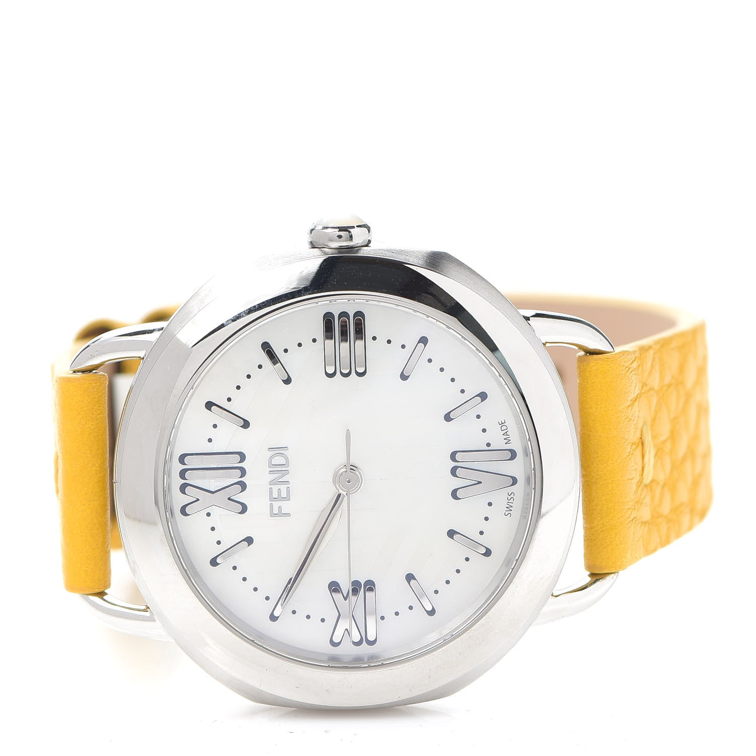 Fendi Stainless Steel Calfskin Mother of Pearl 36mm Selleria Quartz Watch Yellow 2 of 5