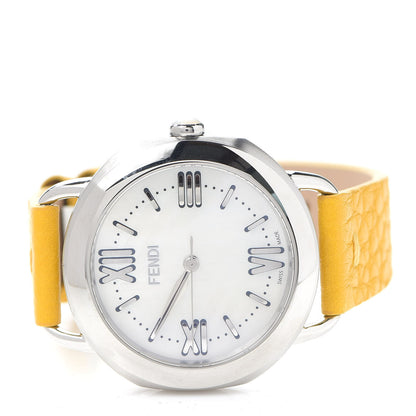Fendi Stainless Steel Calfskin Mother of Pearl 36mm Selleria Quartz Watch Yellow 2 of 5