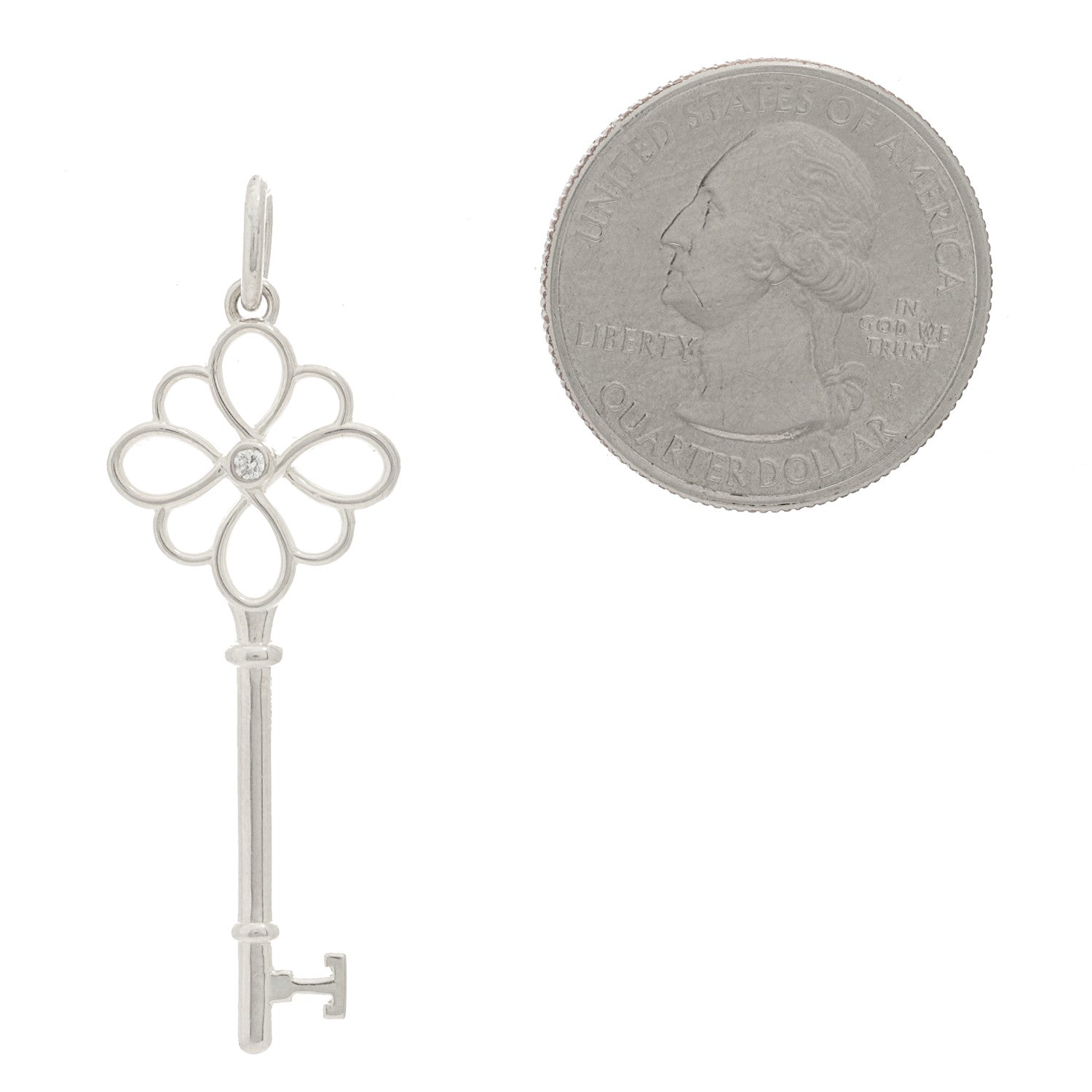 Tiffany Sterling Silver Diamond Knot Key Pendant 2 of 4
