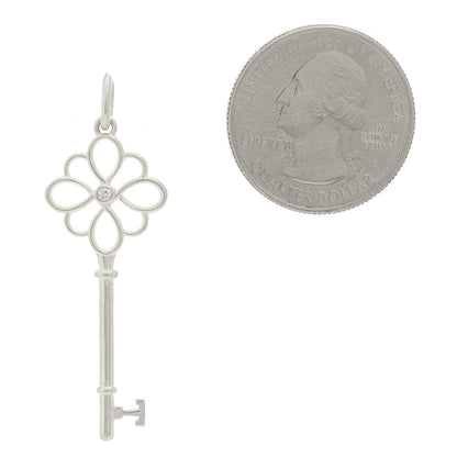 Tiffany Sterling Silver Diamond Knot Key Pendant 2 of 4