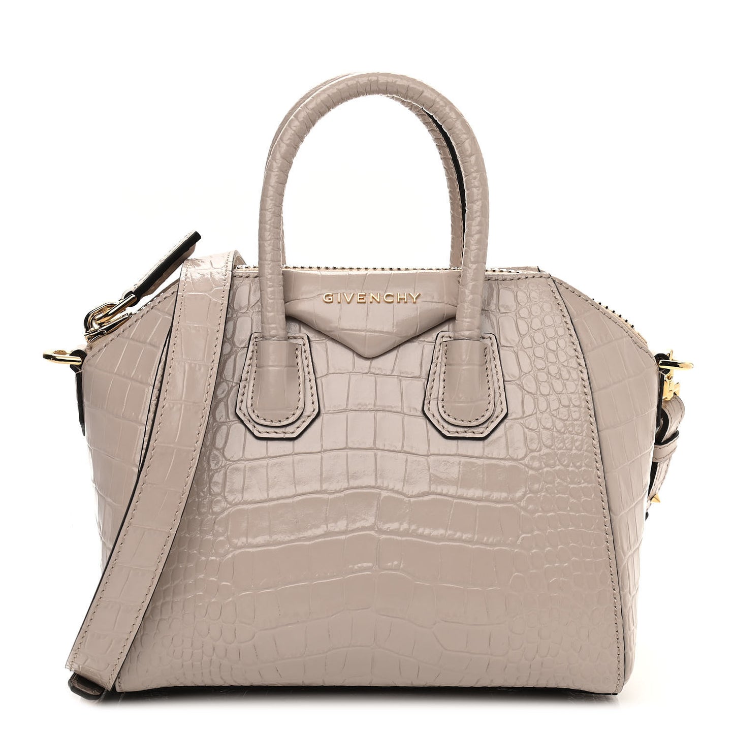 Calfskin Crocodile Embossed Mini Antigona Dune