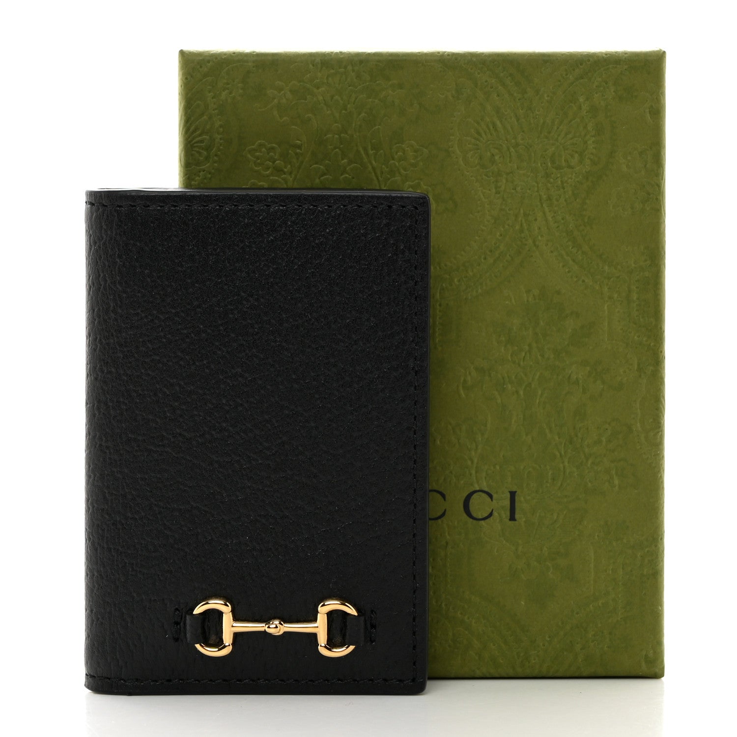 Gucci Textured Dollar Calfskin Horsebit Card Holder Black 8 of 8