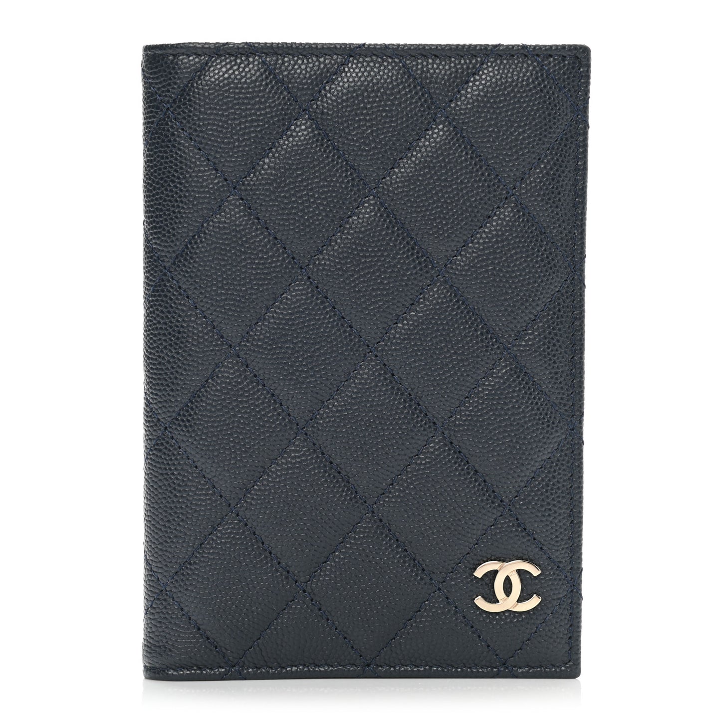 Caviar Quilted Passport Holder Navy Blue