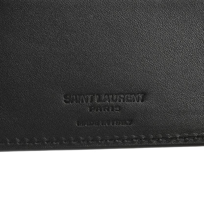 Saint Laurent Calfskin Crocodile Embossed Paris East West Wallet Black 6 of 8