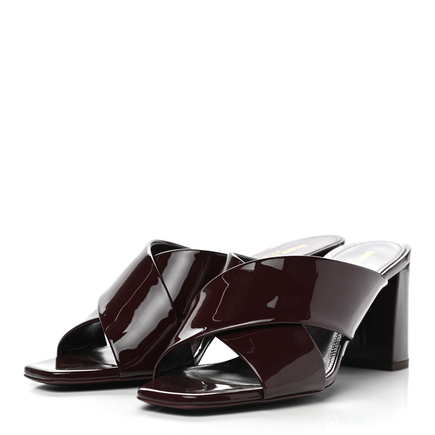 Saint Laurent Patent LouLou 95 Mule Sandals 39 Barolo 3 of 9