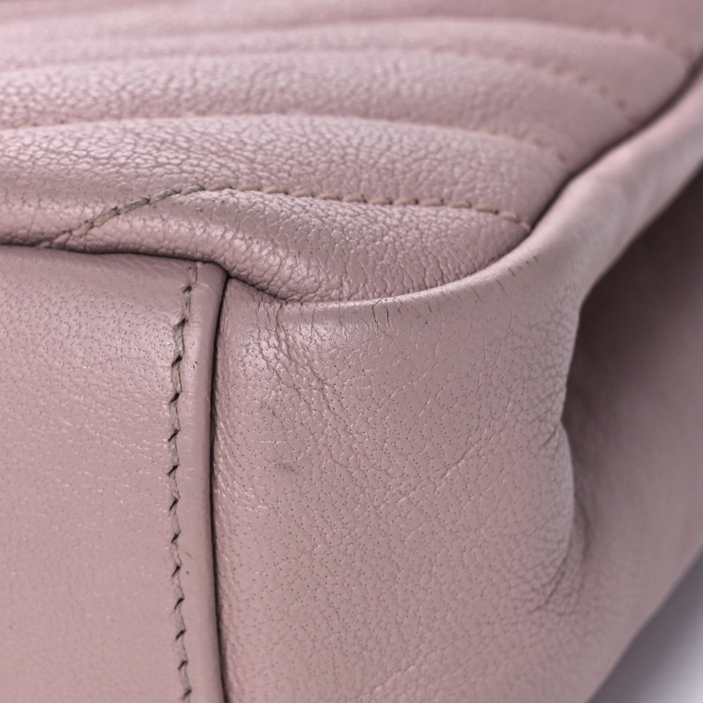 Sheepskin Matelasse Chevron Monogram Medium College Bag Rose Poudre
